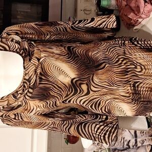 D womens Dressbarn brown stretch 3/4 sleeve plus size top 1X